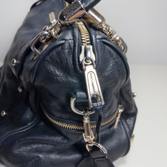 Rebecca Minkoff Studded Cupid Satchel Black Color With Gold tone Hardware - Picture 10 of 16